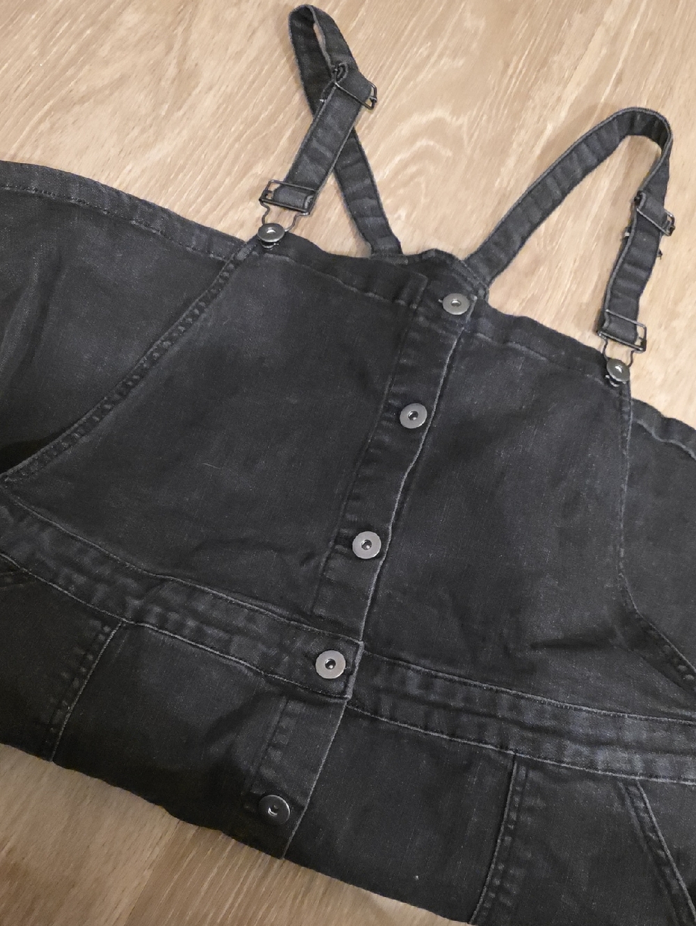 Modcloth Black Denim Pinafore Dress with Navy Label